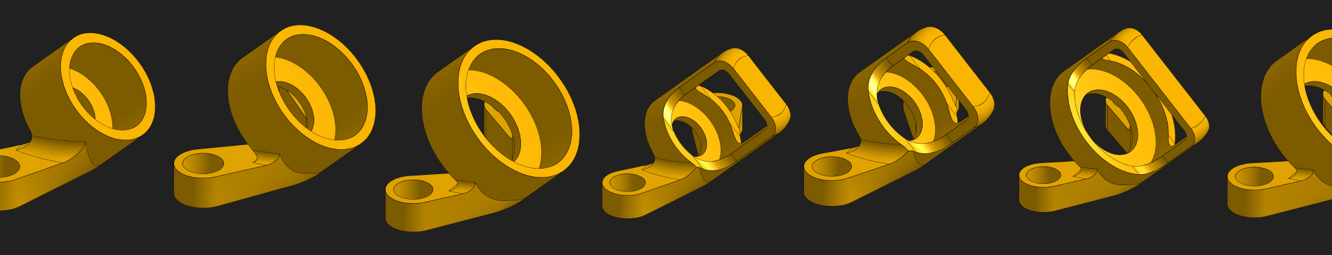 Several different versions of the Serval VTX antenna mount