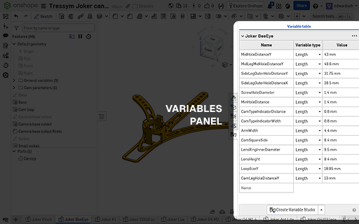 The opened Variables panel